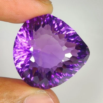 54.36 Ct Natural Purple Amethyst Fancy Top Luster Pear Special Carving,Brazil - Image 1 of 2