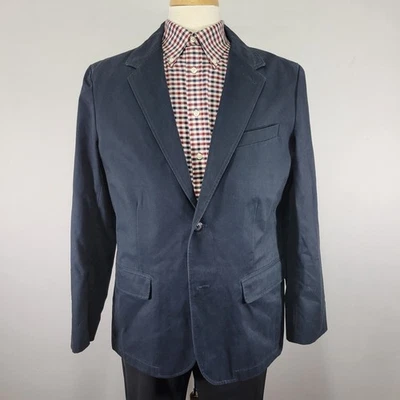 L.L Bean Men's Sport Coat Blazer Two Button Navy Blue 100% Cotton Size 42R REG - Image 1 of 4