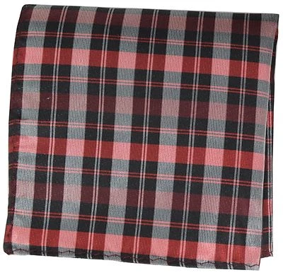 New Men's Polyester Pocket Square Hankie Only plaid Red Black plaids checkers - Image 1 of 2