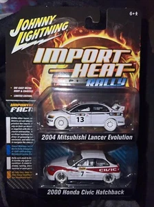 JOHNNY LIGHTNING Import Mitsubishi Lancer Honda Civic Ek9 WHITE LIGHTNING CHASE - Picture 1 of 2