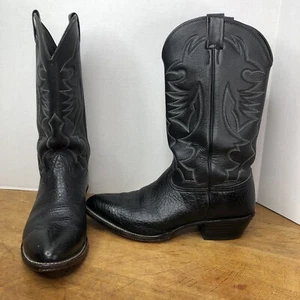 Larry Mahan Cowboy Boots Men’s Size 11D Black Leather Western Rodeo LM 5718 USA - Picture 1 of 24