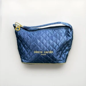 Pierre Cardin Paris Quilted Hand Bag Blue Gold Purse - Picture 1 of 5