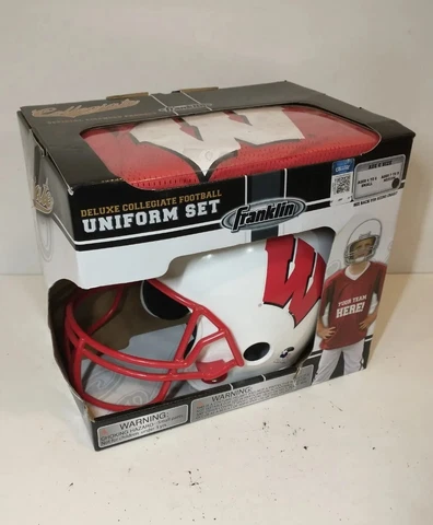Wisconsin Badgers Football Uniform Set Youth M Helmet Jersey Pants NEW Franklin Cover
