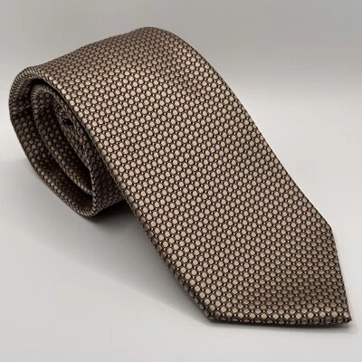 Corbata para hombre Laurant Bennet beige y marrón círculos geométricos 3 1/2” de ancho x 57 1/2” de largo Foto 1 de 4