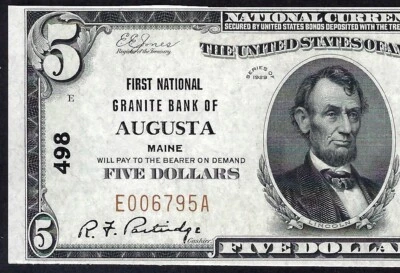 🇺🇸 ME 1929 $5 ♚♚AUGUSTA, MAINE♚♚  PMG CHOICE UNCIRCULATED 63 EPQ AMAZING! - Image 1 of 3