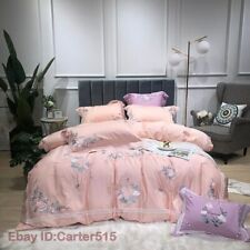 Embroidery Bedding Set King Queen Size Egyptian Cotton Bed Linen Duvet Cover