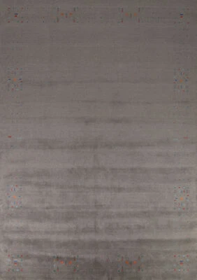 Artisan-crafted Grey Gabbeh Rug Wool Handmade Carpet 9x12 ft - Image 1 of 4