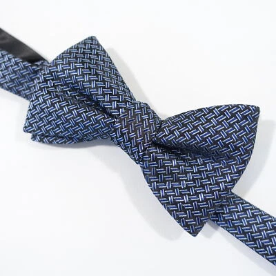 ALFANI 14.5 20 AZUL NEGRO CRUZ ACERO ESTILO PATRÓN CUELLO PAJARITA AJUSTABLE Foto 1 de 3