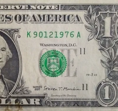 SEPTEMBER 12th 1976 Birthday Anniversary Date Note One Dollar Bill Series 2017 - Image 1 of 3