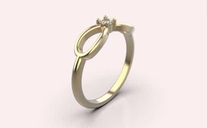 14K Solid Yellow Gold Infinity Lab Diamond Ring, Infinity Statement Ring for Her - Picture 1 of 3