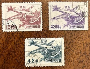 Korea: 1952-53. Set of 3 Airmail. SC# C6, C8 & C11, used.  lot # SB-3003 - Picture 1 of 2