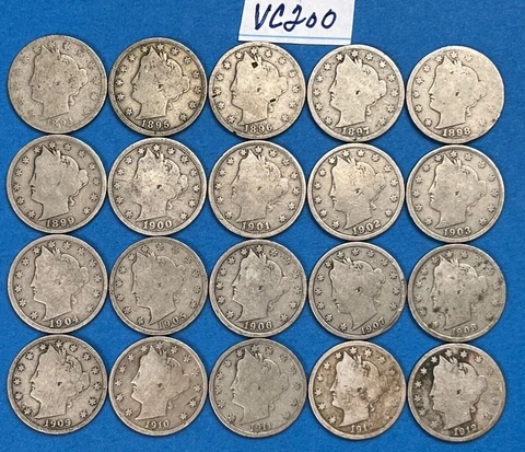 Complete Set of Liberty V Nickels 1894-1912 | 20 Different Coins | #VC200 Cover