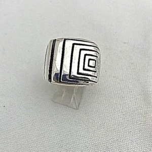 Anillo de plata de ley .925 cuadrado diseño geométrico 19 mm de ancho tamaño 10 1/4 - Imagen 1 de 8