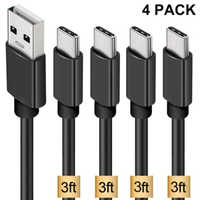 4x 3Ft Type C USB C Cable Fast Charging Charger Cord for Samsung Note 10 9 8  - Image 1 of 4