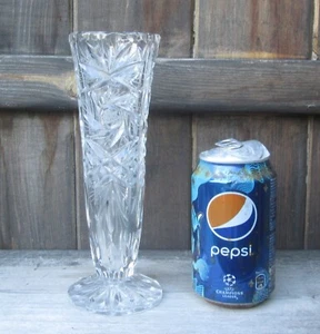 Vintage 1960s Bohemian Cut Crystal Glass Bud Vase 8" Tall Hand Etched Immaculate - Picture 1 of 9