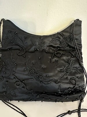 Vintage Black SASHA Beaded Evening Snap Purse Bag - Image 1 of 4