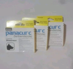 3 Boxes Panacur C Canine Dewormer Fenbendazole 9 Packets (1 Packet Treats 10 Lbs - Picture 1 of 3