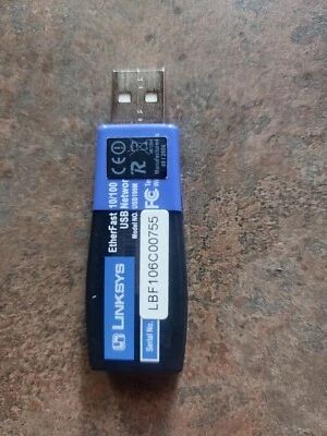 Cisco-Linksys USB100M EtherFast 10/100 Compact USB 1.0 Network Adapter Used - Image 1 of 2