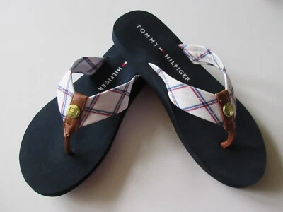 Chanclas Tommy Hilfiger TWCAEHLI2-C azul con correa de tela múltiple blancas nuevas Foto 1 de 4