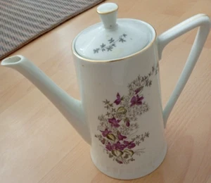 1 Liter  Vergissmeinnicht  Goldrand Kaffeekanne Kanne Porzellan - Bild 1 von 6