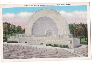 Band Shell MUSIC PAVILION GRANDVIEW PARK Sioux City IA Postcard Monolithic 1943 - Picture 1 of 2