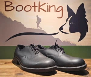 Schwarze Oxford Leder Parade Schuhe mit strapazierfähiger Gummisohle UK 8 1/2 M #2002 - Bild 1 von 9