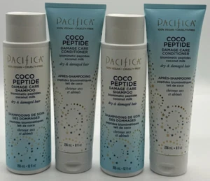 4PK Pacifica Coco Peptide Acondicionador y Champú Cuidado de Daños ~ 8 FL OZ CADA UNO ~ NUEVO - Imagen 1 de 2