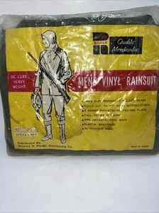 Vintage 1950er De Luxe Herren Vinyl Utility Regenanzug schwer Knopfleiste Medium - Bild 1 von 6