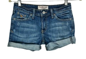U.S.POLO ASSN Blue Denim Short Short Jean Mid Rise Kid Girl Size 14  - Picture 1 of 6