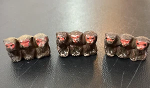 Vintage Miniature figurine hear no evil see no evil speak no evil Monkeys Lot 3 - Picture 1 of 16