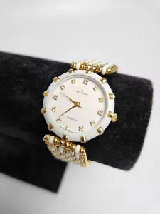 David Jordan Quartz White Gold Tone Buckle Snap Womens Wristwatch Working Watch - Picture 1 of 7