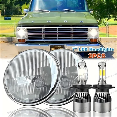Par de faros LED 7" 6000K BLANCO aptos para camioneta Ford F100 F250 F350 1953-1977 Foto 1 de 4