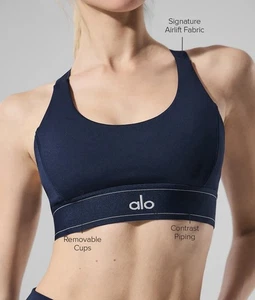 ALO AIRLIFT SUIT UP SPORTS BRA - NAVY - L - Picture 1 of 6