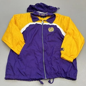Vtg LSU Tigers Jacket Men Sz XL RARE Starter Colorblock Hooded Windbreaker 90s - Picture 1 of 10