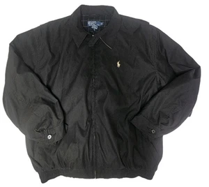Vintage Polo Ralph Lauren Harrington Jacket Mens Large Black Plaid Lined Clean  - Picture 1 of 22
