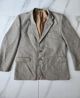 Jaqueta masculina estilo tweed terno inteligente mistura de lã Greenwood vintage tamanho grande Reino Unido - Imagem 1 de 4