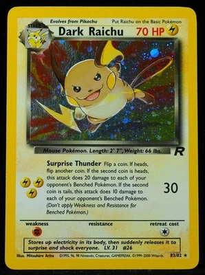 Cartão Pokemon Dark Raichu #83 quase perfeito-perfeito redemoinho - Imagem 1 de 3