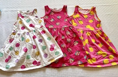 H&M 女孩连衣裙套装 2T (92) 波尔卡圆点柠檬贝壳无袖夏季 — 第 1/4 张图片