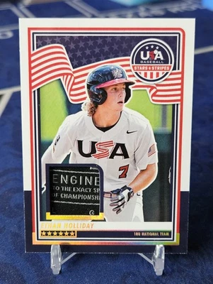 Parche de etiqueta de lavandería Panini USA Stars & Stripes Ethan Holliday 2025 1/1 juego usado Foto 1 de 2