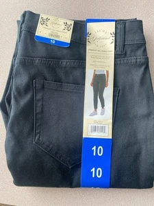 Jachs Girlfriend Ladies Straight Leg Ankle Pants, 5-Pocket Black Size 10 - Picture 1 of 3