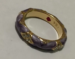 Lauren G Adams Lavender Enamel Clear Cz’s Gold Plated Fiesta Ring (132) Size 6 - Picture 1 of 2