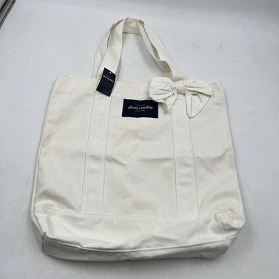 Abercrombie Kids белый холст сумка с короткими ручками бант деталь новый с ярлыками - Изображение 1 из 4