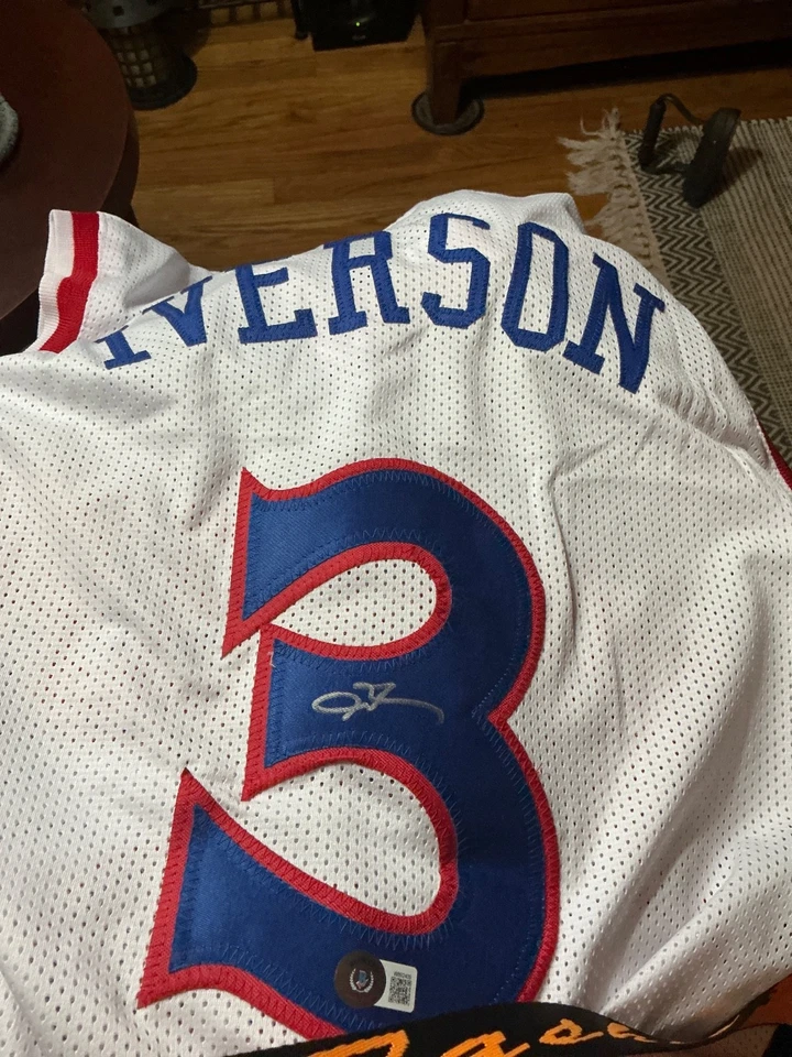 Allen Iverson WHITE  Jersey #3 Philadelphia 76ers Signed Autographed BECKETT COA - Image 1 of 1