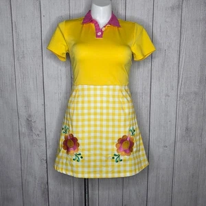 Único Vestido Vintage Smak Parlour Smiley Amarillo Guinga Mod Botones Margarita, talla L - Imagen 1 de 8
