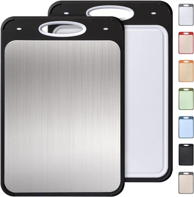 Tábua de corte de aço inoxidável 2 em 1 com alça cortando marido aniversário Chris - Imagem 1 de 4