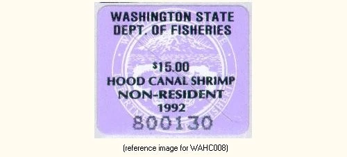 HALFPRICEFISH Washington Hood Canal Shrimp Stamp 1992 $15 - Image 1 of 1