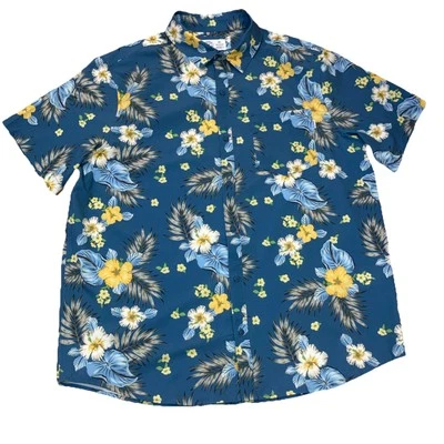 Hurley Retro Resort Button Up Hawaiian Shirt Mens XL Blue Floral NEW - Image 1 of 4