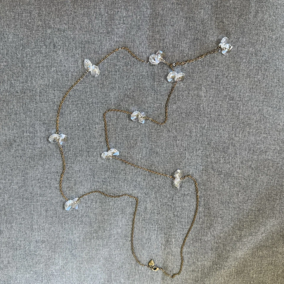 Sweet Romance USA Bronze Gold Chain Necklace with Crystal Charms 42” Long - Image 1 of 3