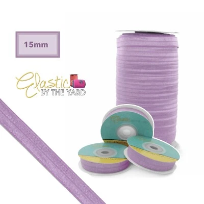 Lavanda Plegable Costura Elástica 5/8 pulgadas (15 mm) 100 YD FOE - Elástica por Yarda Foto 1 de 2