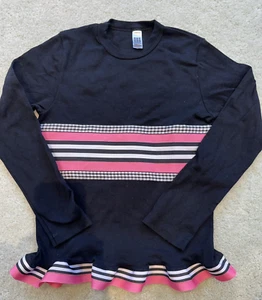 Girls Black Long Sleeve Ribbon Ruffle Hem Top size 8 - Picture 1 of 1